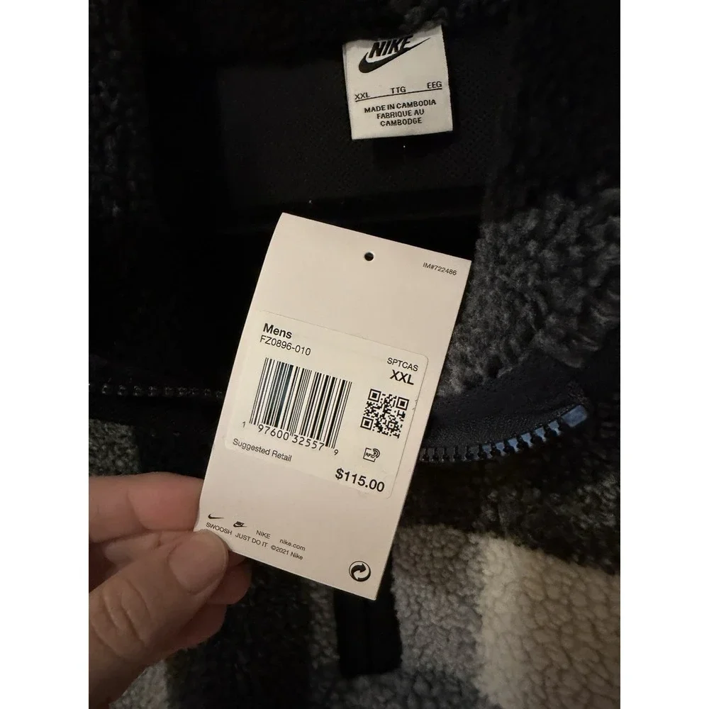 Nike Club Fleece Winterized Men's Size XXL Half-Zip Black White FZ0896-010